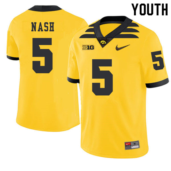 2019 Youth #5 Ronald Nash Iowa Hawkeyes College Football Alternate Jerseys Sale-Gold